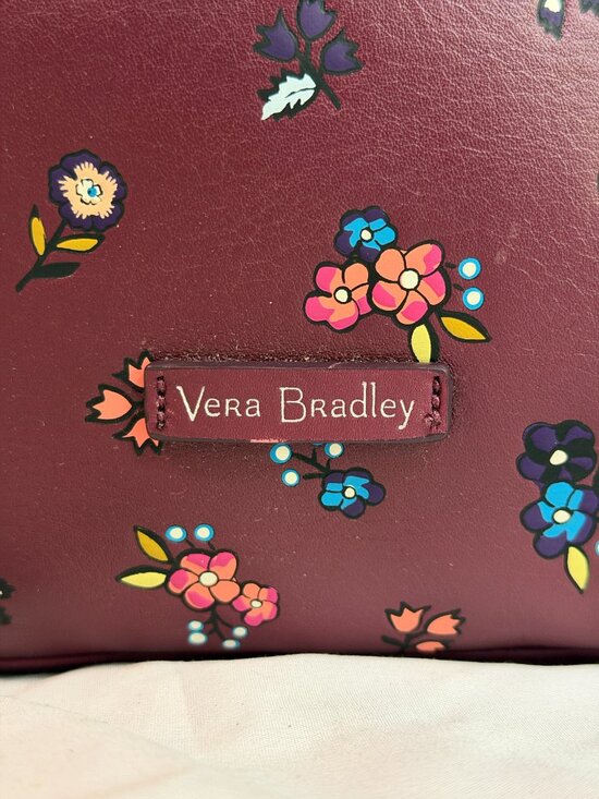 Vera Bradley Leather Mini Backpack Floral Print Burgundy Travel Bag main image 4
